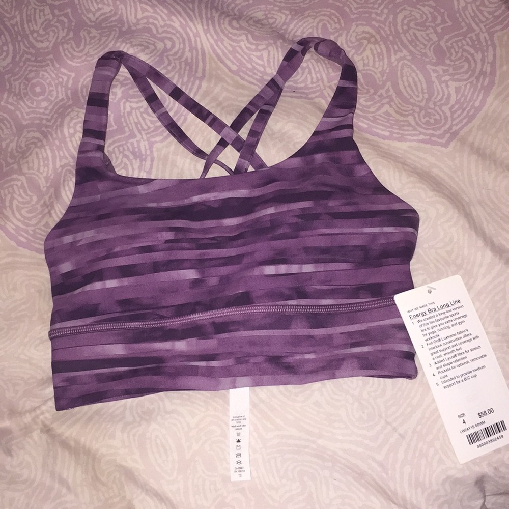 Lululemon Energy Bra Long Line- Smoked Mulberry 4